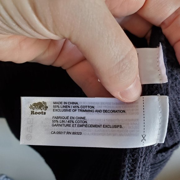 ROOTS / XS-M / Women's Cotton & Linen Blend Open Chunky Knit Cardigan Sweater - Picture 8 of 11